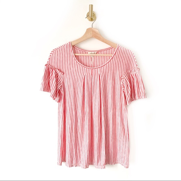 Max Studio Tops - NWT Max Studio | Red & White Ruffle Sleeve Top